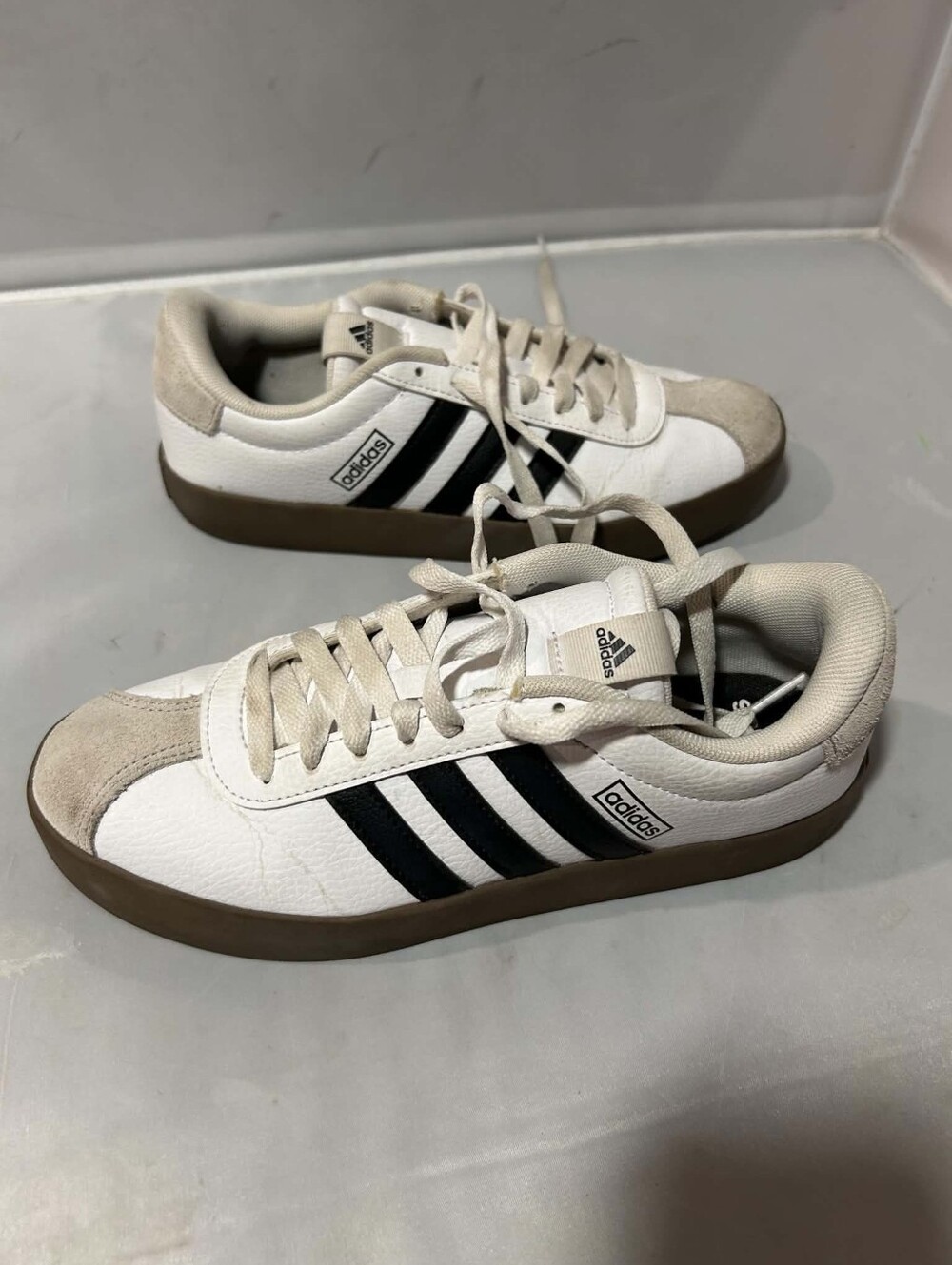 Adidas VL 3.0 Court Shoes White Black Classic Sneaker Casual Womens Size 7